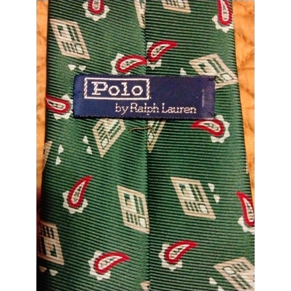 Vintage Polo by Ralph Lauren 100% Silk Hand Made Necktie Green Made in USA